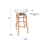 Kit 2 Banquetas Bar Altura 74cm Giratória Cobre Assento Branco