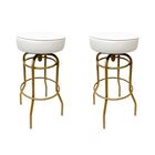 Kit 2 Banquetas Bar Giratória Cor Dourado Fosco Assento Branc