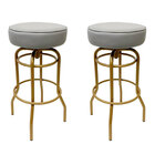 Kit 2 Banquetas Bar Giratória Cor Dourado Fosco Assento Cinza