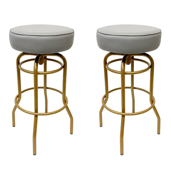 Kit 2 Banquetas Bar Giratória Cor Dourado Fosco Assento Cinza