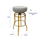 Kit 2 Banquetas Bar Giratória Cor Dourado Fosco Assento Cinza
