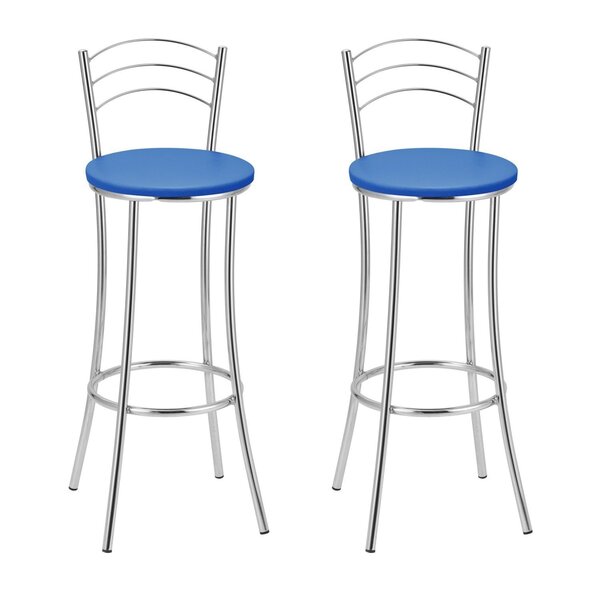 Kit 2 Banquetas Bc26-a A103 Cromada/azul