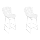 Kit 2 Banquetas Bertoia Branca D80 Com Assento Branco