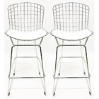 Kit 2 Banquetas Bertóia Cromada Assento Branco Altura 60cm -