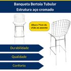 Kit 2 Banquetas Bertoia Cromada Assento Branco Tubular Altura