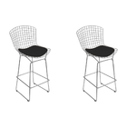 Kit 2 Banquetas Bertoia Cromada D80 Com Assento Sintético Pre