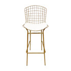 Kit 2 Banquetas Bertóia Dourado Fosco Assento Branco Tubular