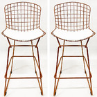 Kit 2 Banquetas Bertóia Maciça Cobre Assento Branco Altura 60