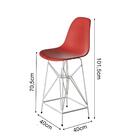 Kit 2 Banquetas Bistrô Alta Eames Eiffel Vermelha Base Ferro
