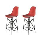 Kit 2 Banquetas Bistrô Alta Eames Eiffel Vermelha Base Ferro