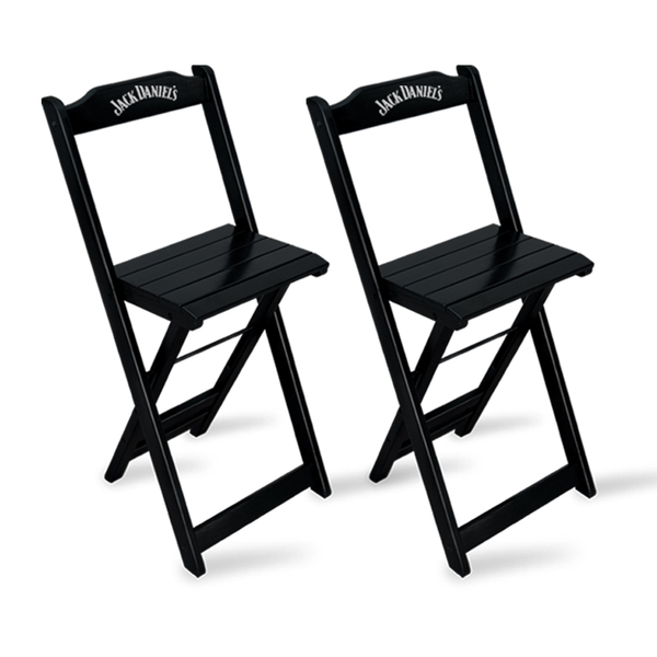 Kit 2 Banquetas Bistrô De Madeira Dobravel Jack Daniel's Preta