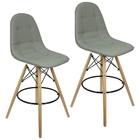 Kit 2 Banquetas Botonê Eiffel Assento Couro Base Fixa Madeira