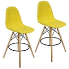 Kit 2 Banquetas Botonê Eiffel Assento Couro Base Fixa Madeira