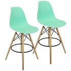Kit 2 Banquetas Charles Eames Eiffel Wood Design Base Fixa Ma