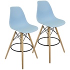 Kit 2 Banquetas Charles Eames Eiffel Wood Design Base Fixa Ma