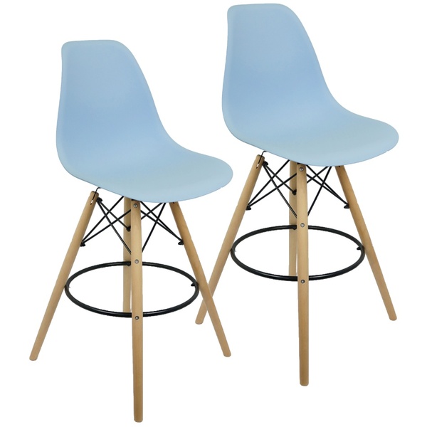 Kit 2 Banquetas Charles Eames Eiffel Wood Design Base Fixa Ma