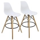 Kit 2 Banquetas Charles Eames Eiffel Wood Design Base Fixa Ma