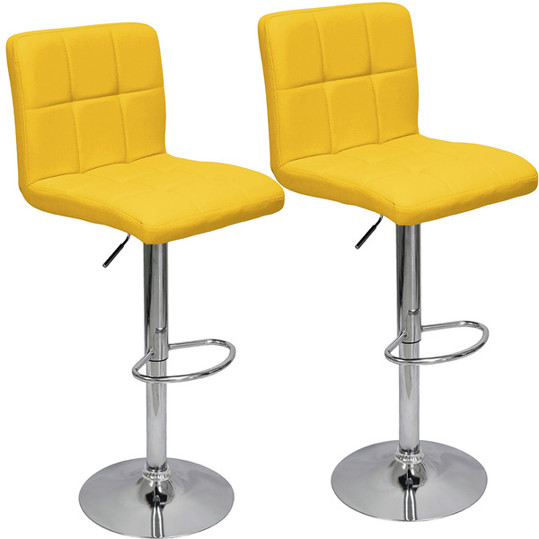 Kit 2 Banquetas Confort Gomos Estofada Couro Giratória C/ Reg