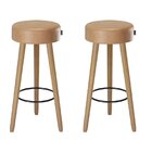 Kit 2 Banquetas Couro Sintético E Madeira Maciça Londres  Mar