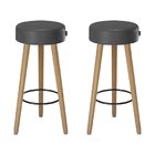 Kit 2 Banquetas Couro Sintético E Madeira Maciça Londres  Pre