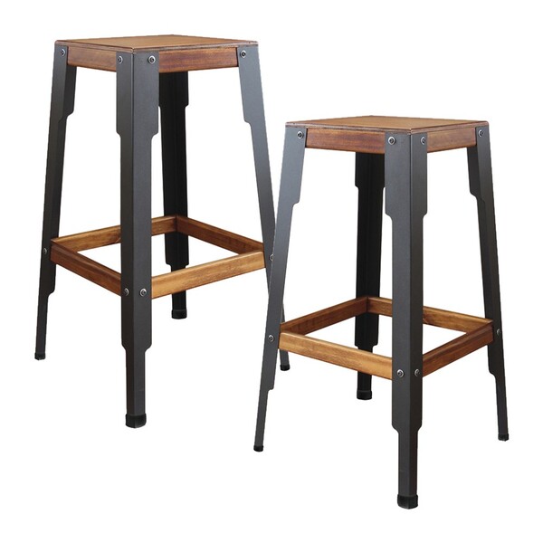 Kit 2 Banquetas Cozinha Industrial Alta Bar Em Madeira 71x40