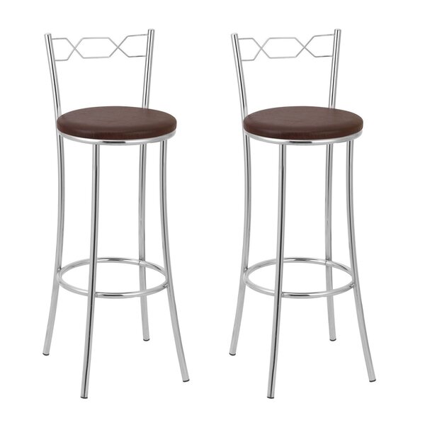Kit 2 Banquetas Cromadas Bc51-a - A109 Cromada/marrom