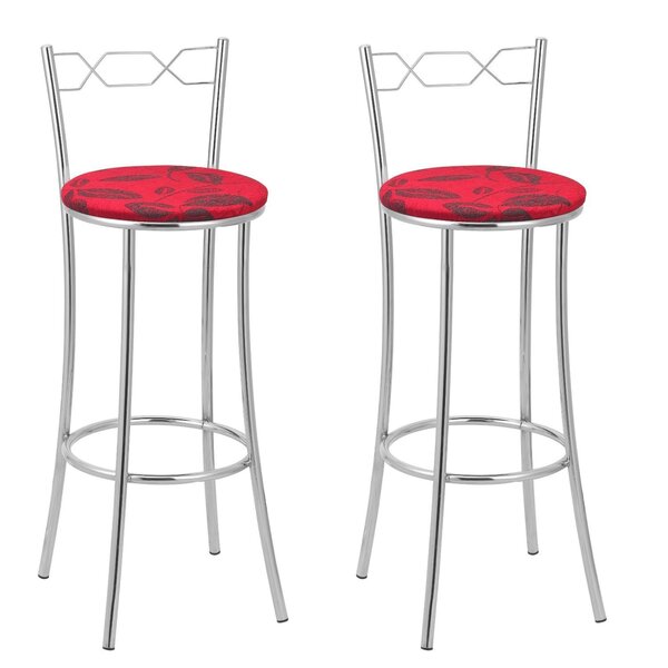 Kit 2 Banquetas Cromadas Bc51-a E502 Cromado/vermelho