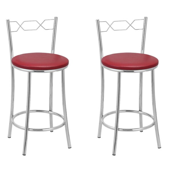 Kit 2 Banquetas Cromadas Bc51-c A107 Cromado/vermelho