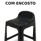 Kit 2 Banquetas De Plástico Banquinho Com Encosto Preto Empil