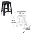 Kit 2 Banquetas De Plástico Preta Banquinho Empilhável