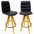 Kit 2 Banquetas Decorativa Helena Gomada Nobuk Preto Base Gir