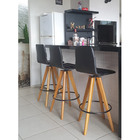 Kit 2 Banquetas Decorativa Helena Gomada Preta Base Giratória