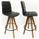 Kit 2 Banquetas Decorativa Helena Gomada Preta Base Giratória