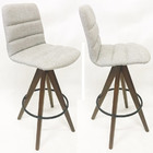 Kit 2 Banquetas Decorativa Helena Gomada Tecido Linho Cinza C