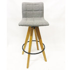 Kit 2 Banquetas Decorativa Jaque Gomos Linho Cinza Base Girat