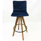 Kit 2 Banquetas Decorativa Jaque Veludo Azul Marinho Base Gir