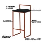 Kit 2 Banquetas Decorativa Jasmine Base Bronze Veludo Preto G