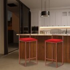 Kit 2 Banquetas Decorativa Jasmine Base Bronze Veludo Vermelh