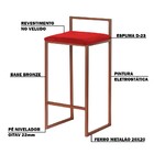 Kit 2 Banquetas Decorativa Jasmine Base Bronze Veludo Vermelh