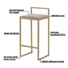 Kit 2 Banquetas Decorativa Jasmine Base Gold Suede Cappuccino