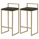 Kit 2 Banquetas Decorativa Jasmine Base Gold Suede Marrom G41
