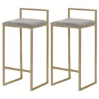 Kit 2 Banquetas Decorativa Jasmine Base Gold Veludo Cinza G41