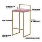 Kit 2 Banquetas Decorativa Jasmine Base Gold Veludo Rosê G41