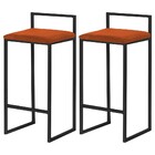 Kit 2 Banquetas Decorativa Jasmine Base Preto Suede Telha G41