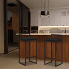 Kit 2 Banquetas Decorativa Jasmine Base Preto Veludo Preto G4