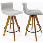 Kit 2 Banquetas Decorativa Pérola Tecido Linho Base Giratória