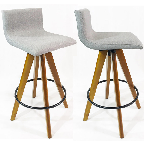 Kit 2 Banquetas Decorativa Pérola Tecido Linho Base Giratória