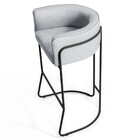 Kit 2 Banquetas Decorativas Base Aço Preto Betina Linho D-315