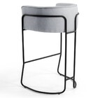 Kit 2 Banquetas Decorativas Base Aço Preto Betina Linho D-315