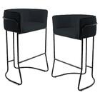 Kit 2 Banquetas Decorativas Base Aço Preto Veludo Preto